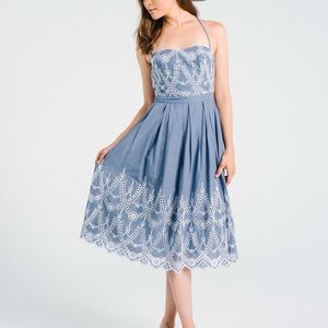 Kendall & Kylie / Kardashian style eyelet halter backless summer dress